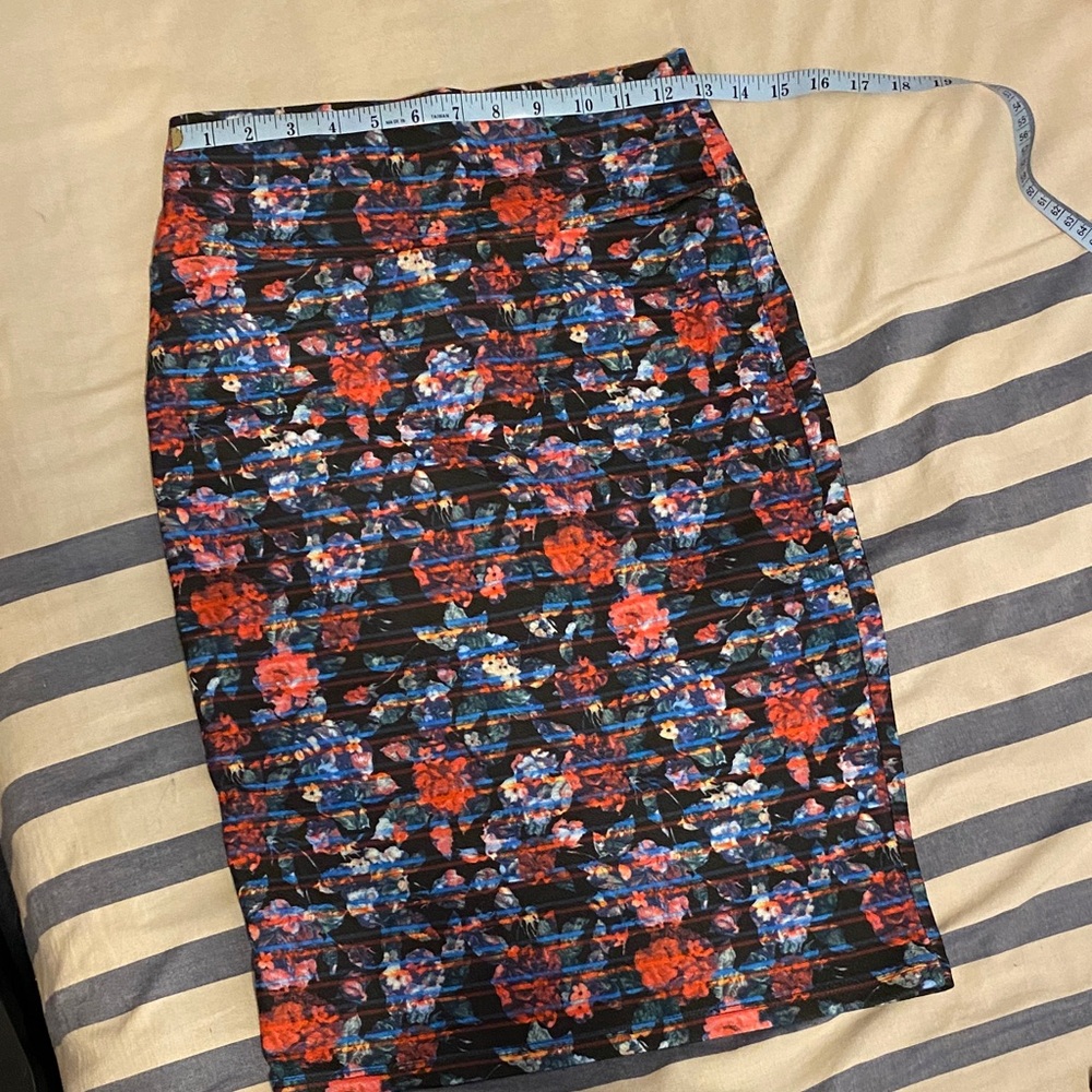 BOGO Lularoe Stripe Floral Pencil Skirt Sz XS